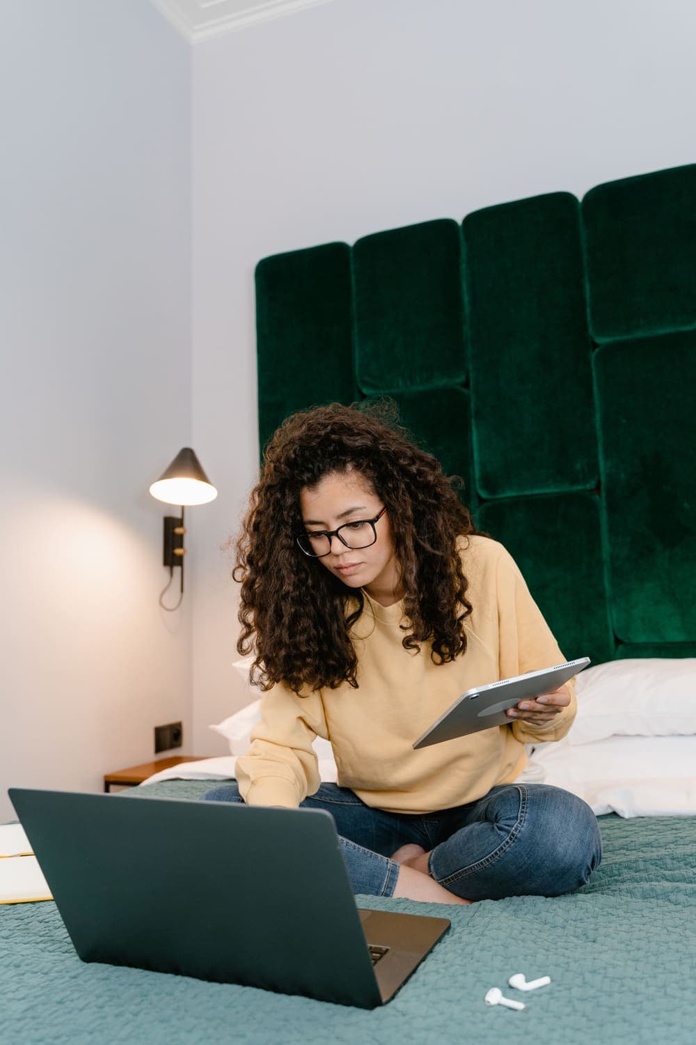 Student studying online from home